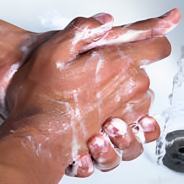 Man washing his hands