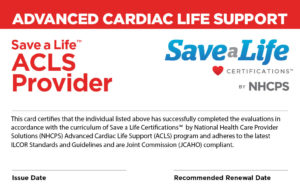 ACLS Provider Card