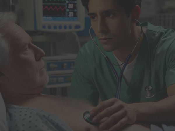 Nurse checking patient's breathing